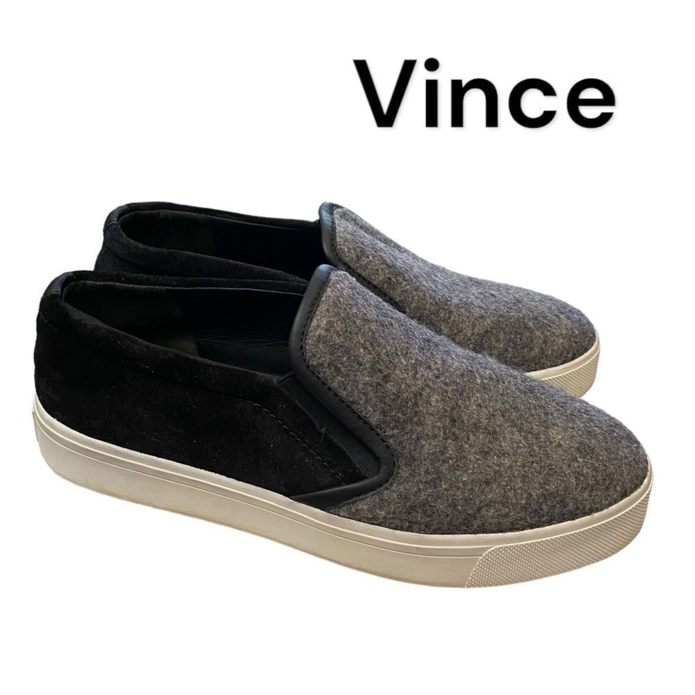 VINCE Women's Grey Black Slip-on Slip on Loafers Sneakers 7
